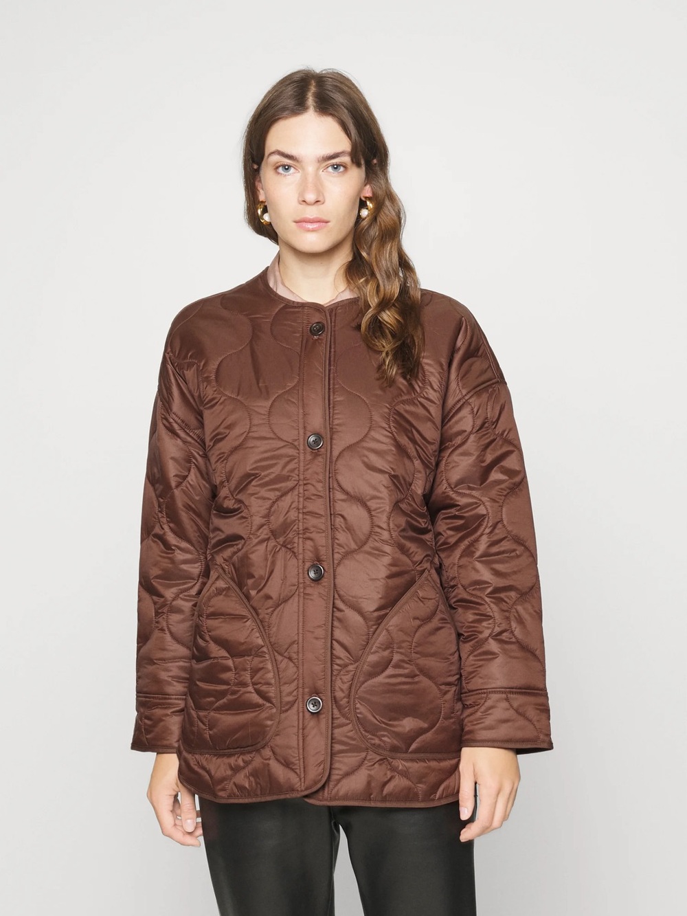 Abercrombie & Fitch Brown Quilted Button-Front Puffer Jacket